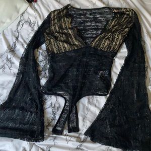 flared long sleeve bodysuit